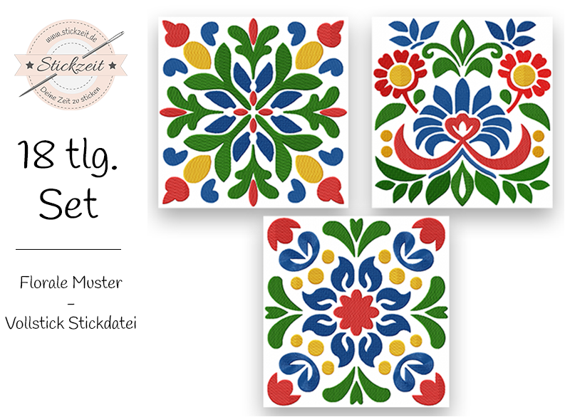 Florale Muster - Vollstick Stickdatei